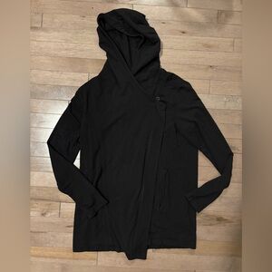 Helmut Lang Zip-Up Knit Jacket Front Drape Hood black size small